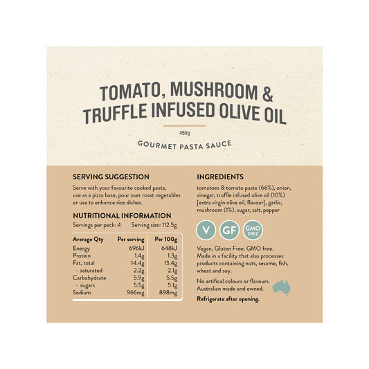 Rare Bear Tomato Mushroom & Truffle Infused Pasta Sauce - 450g