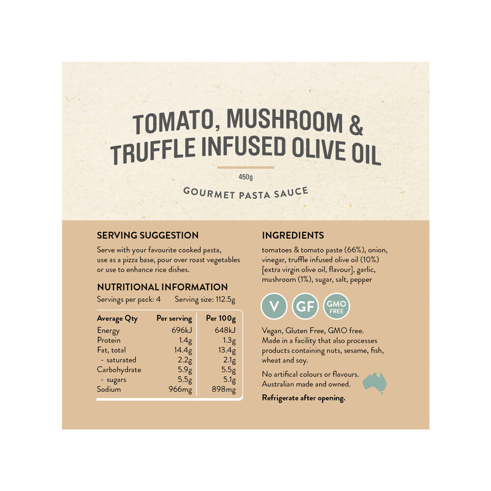 Rare Bear Tomato Mushroom & Truffle Infused Pasta Sauce - 450g