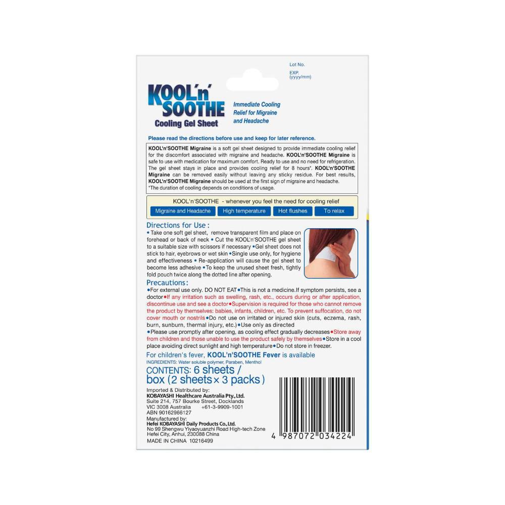 Kool N Soothe Migraine Cooling Strips - 6 Pack