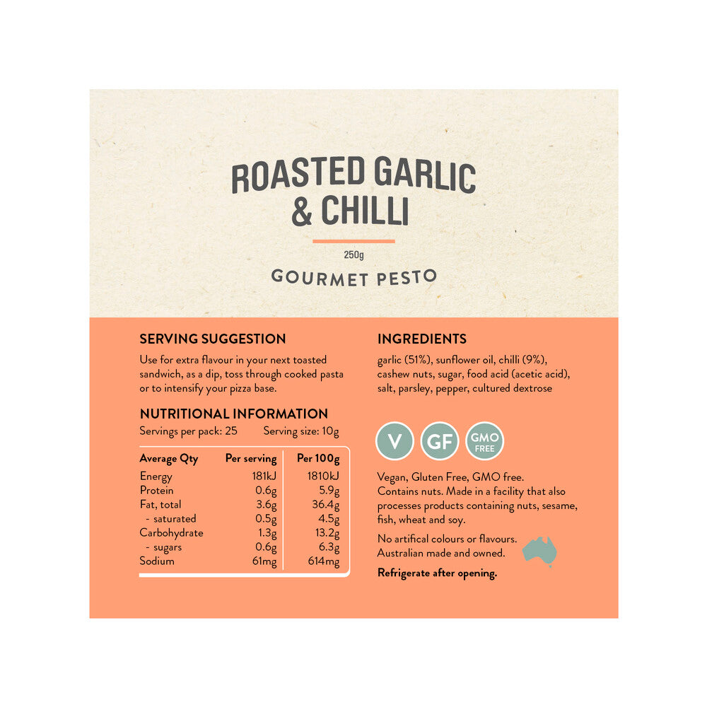 Rare Bear Roasted Garlic & Chilli Pesto - 250g