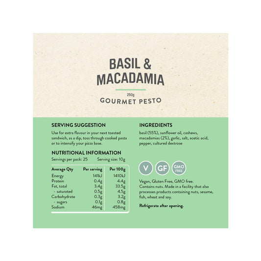 Rare Bear Basil & Macadamia Pesto - 250g