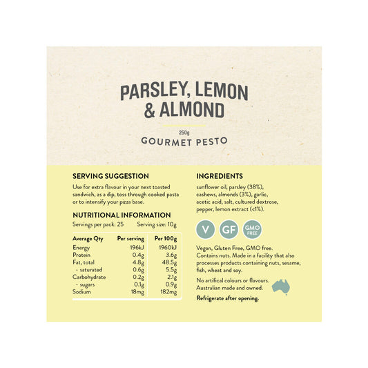 Rare Bear Parsley Lemon & Almond Pesto - 250g