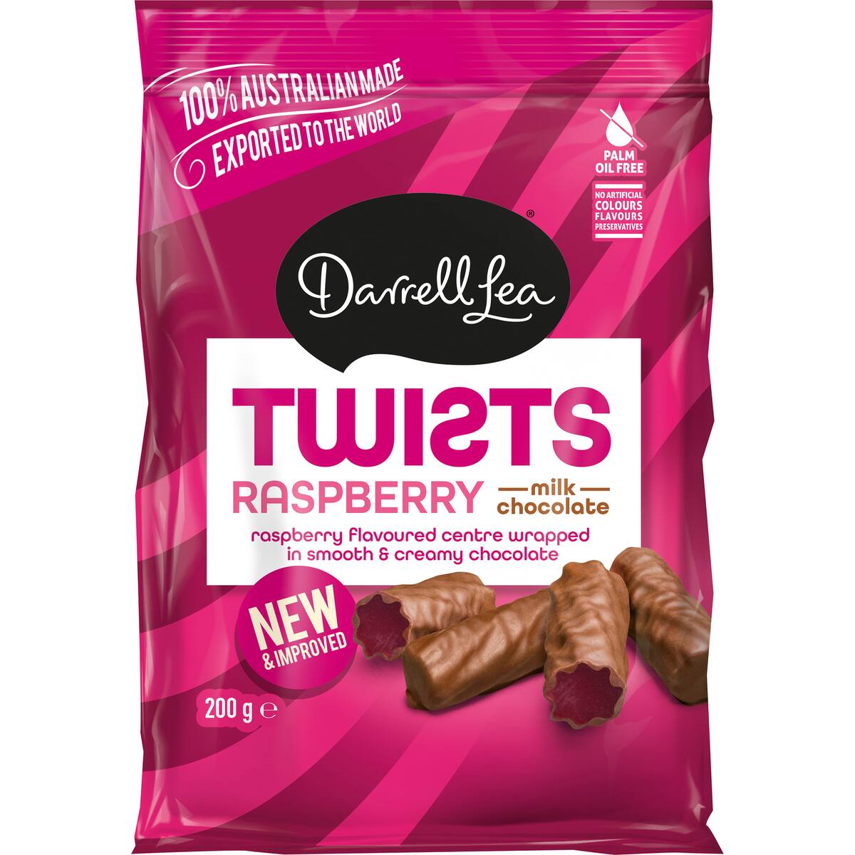 Darrell Lea Liqourice Twist Milk Chocolate Raspberry 200g