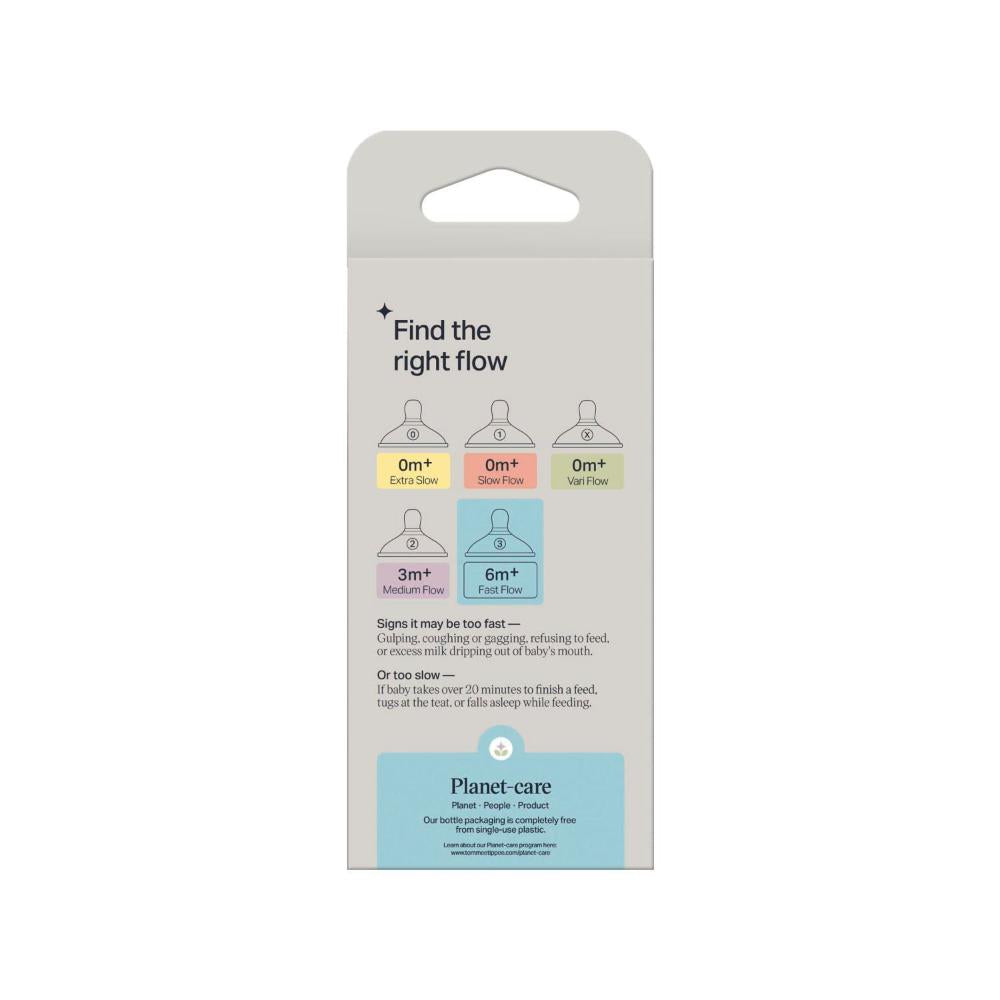 Tommee Tippee Natural Start Baby Bottle Teats Fast Flow 6months+ - 2 pack
