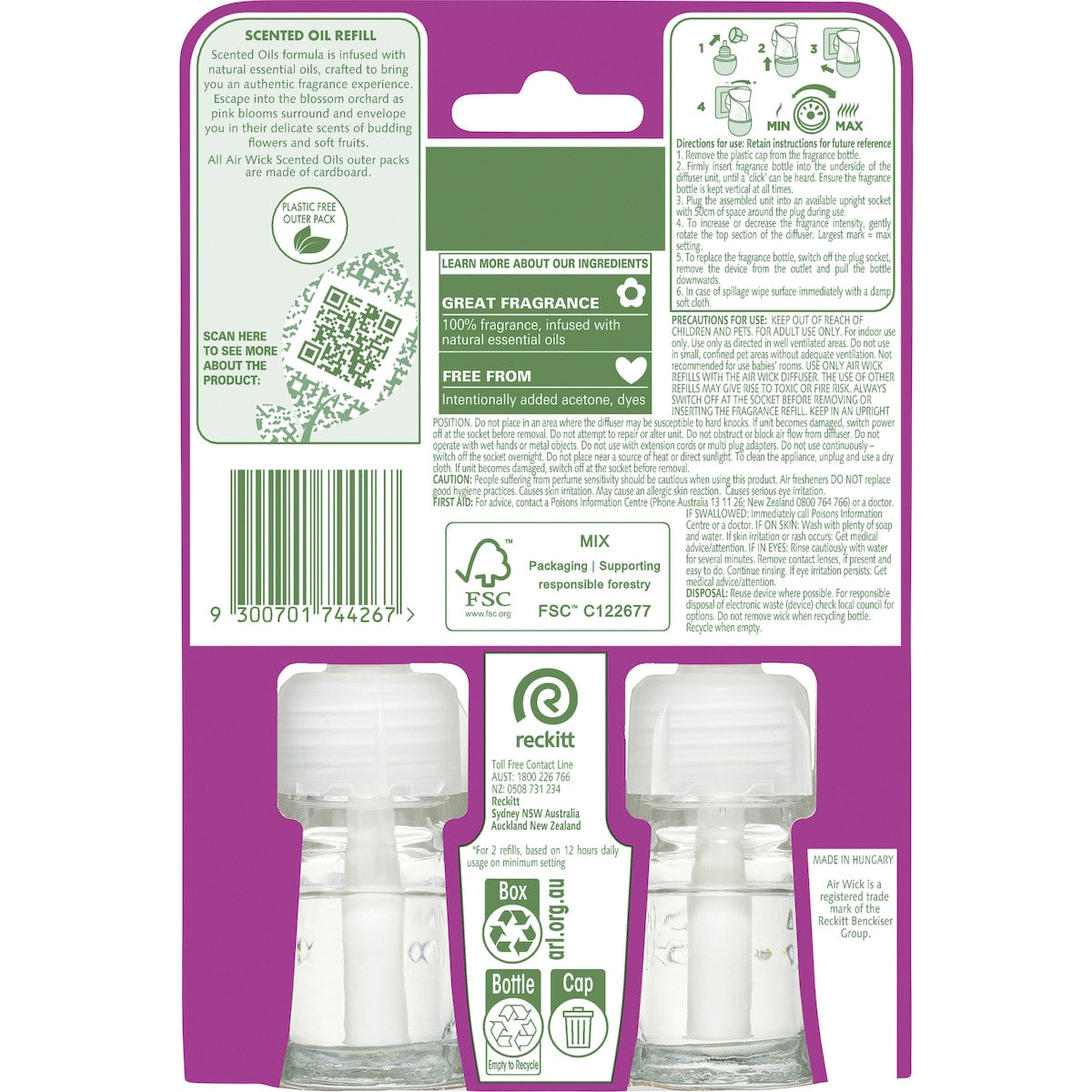 Air Wick Pure Cherry Blossom Plug-In Diffuser Refill 19mL x 2 pack