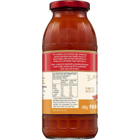 Mutti Parma Sugo Semplice Parmigiano Reggiano Pasta Sauce 400g