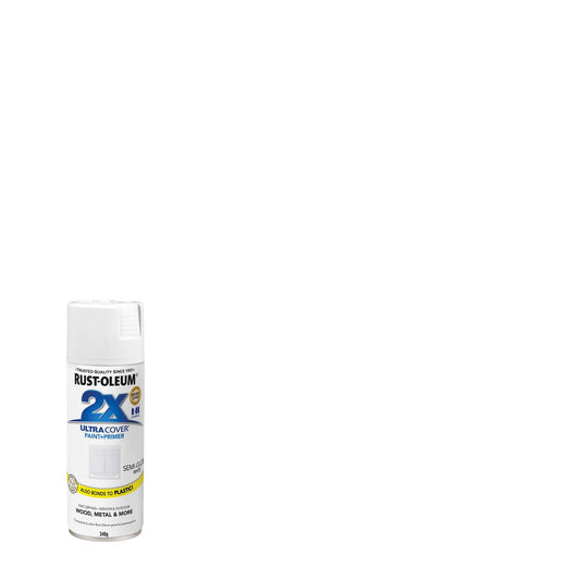 Rust Oleum 2X Ultra Cover Semi Gloss Spray Paint White 340g