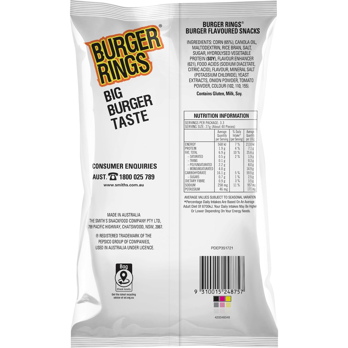 Burger Rings Tangy Snacks 90g