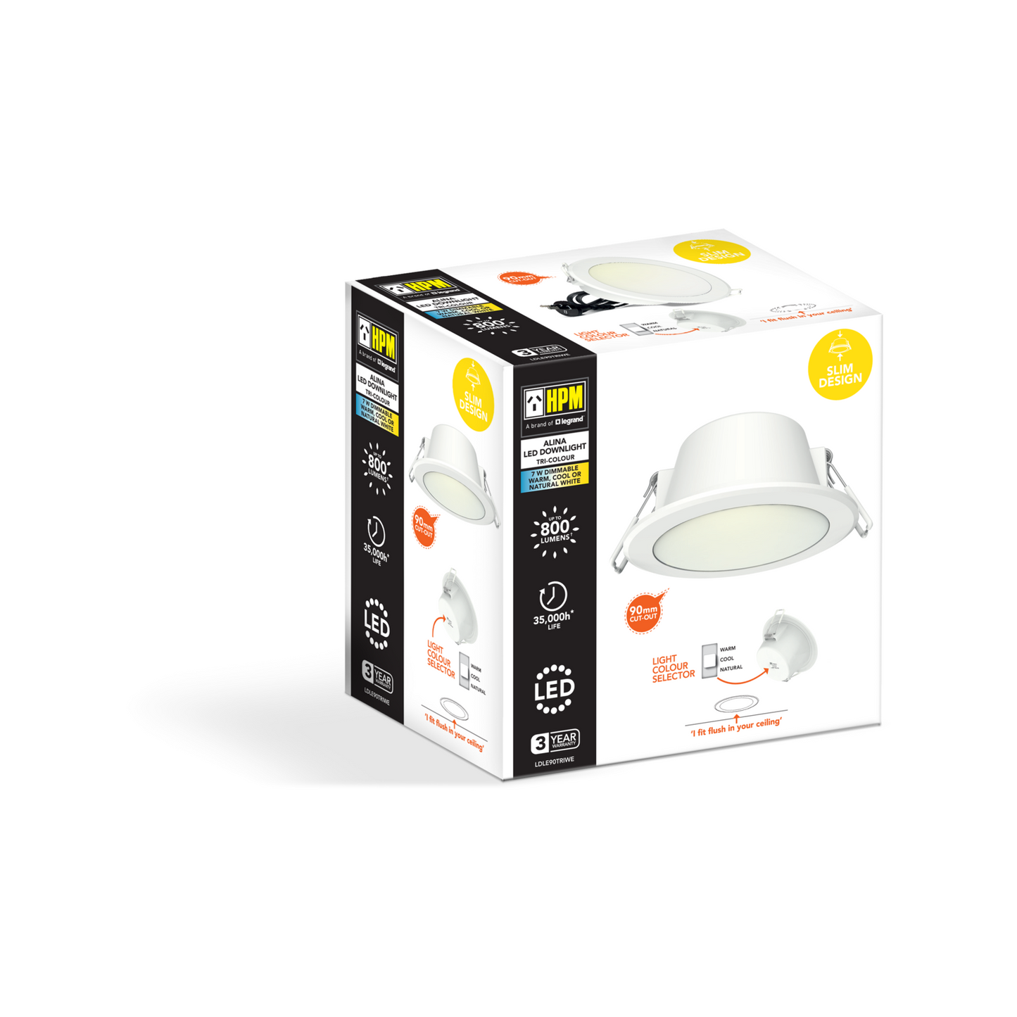 HPM Alina LED Downlight - 90mm - 7W - Tri Colour