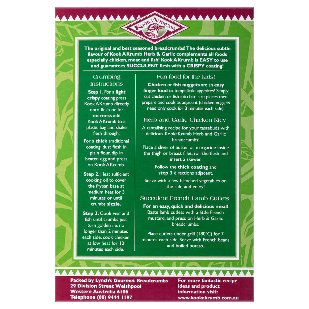 Kook 'A' Crumb Herb & Garlic Bread Crumbs - 200g