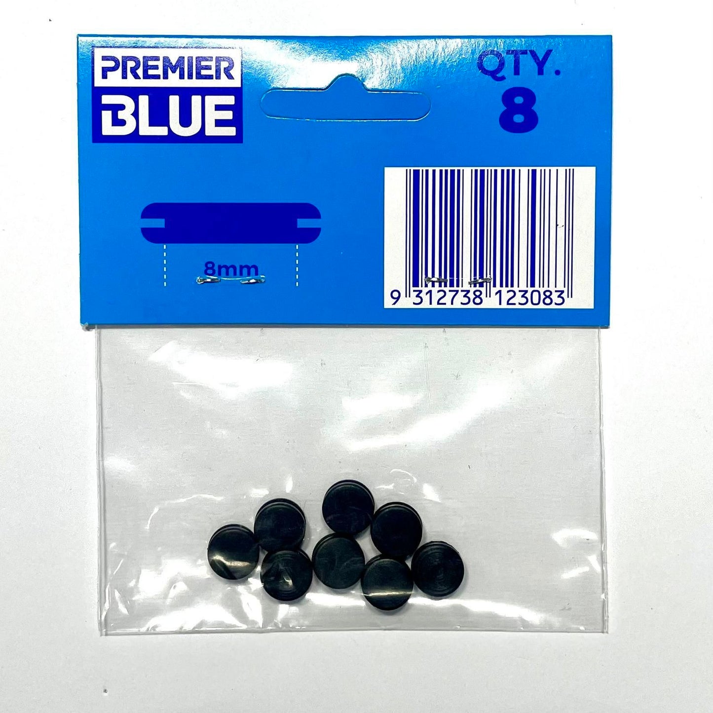 Premier Blue Rubber Blanking Grommet - 8mm - Black