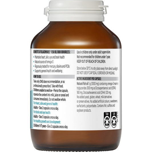 Blackmores Odourless Fish Oil 1000mg Omega-3 Capsules 200 pack