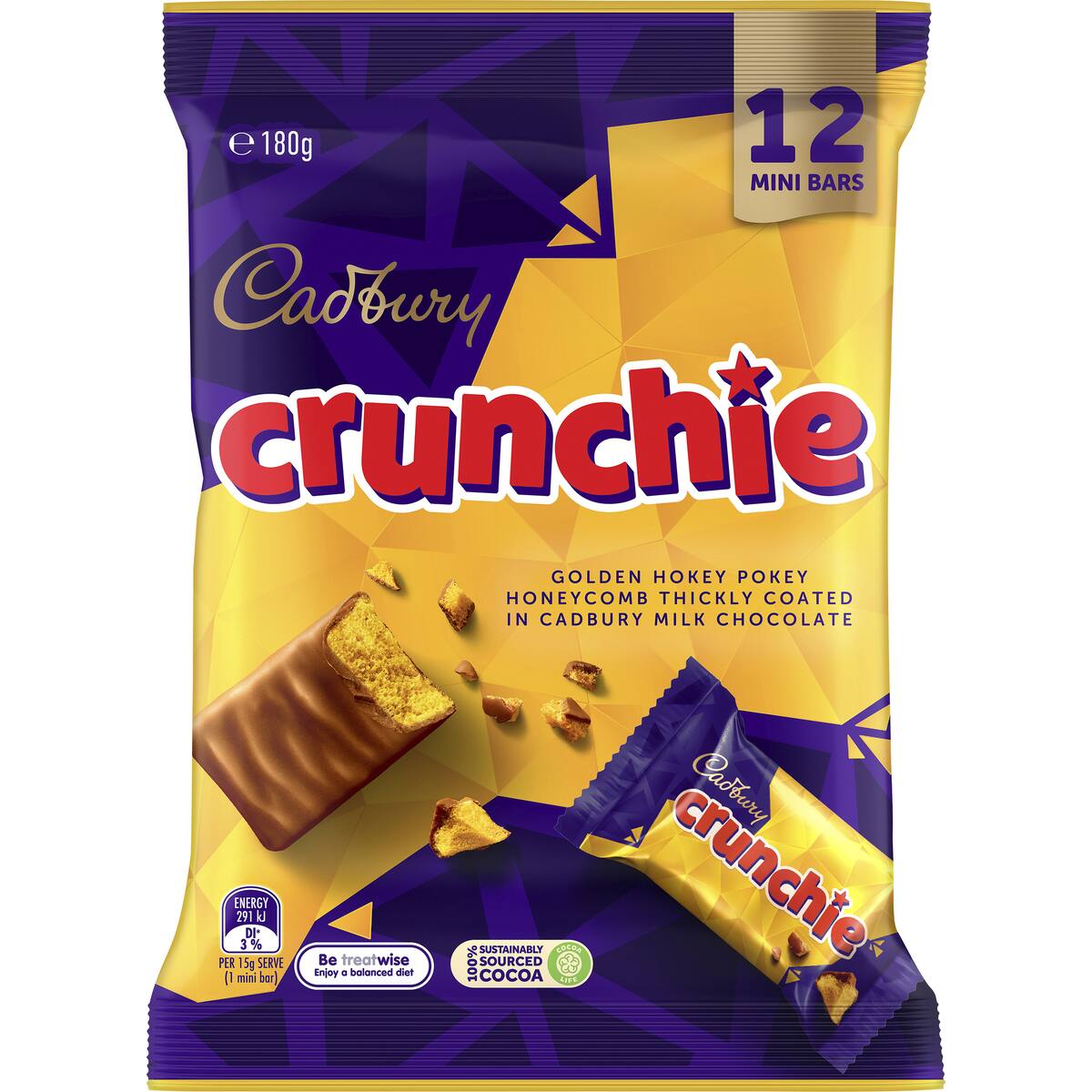 Cadbury Crunchie Milk Chocolate Mini Bars 12 Pack