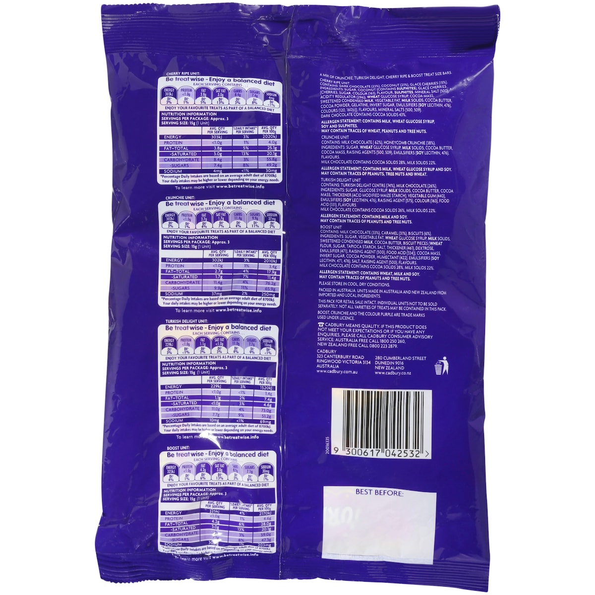 Cadbury Special Treats Chocolate Mini Bars 180g 12 Pack