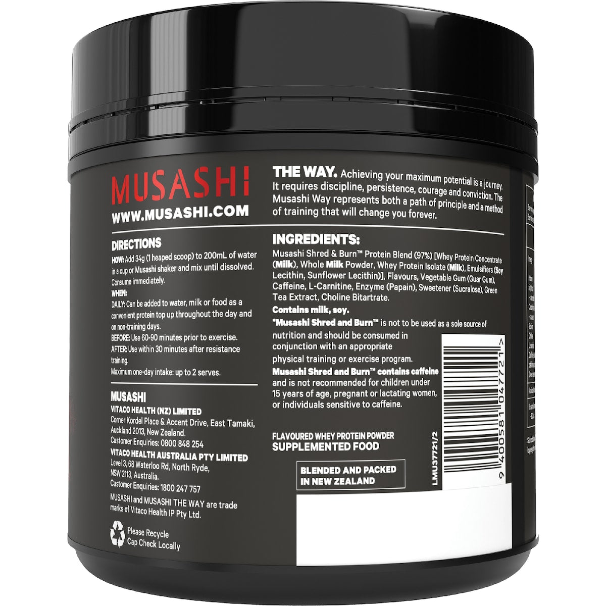 Musashi Shred & Burn Vanilla 340g