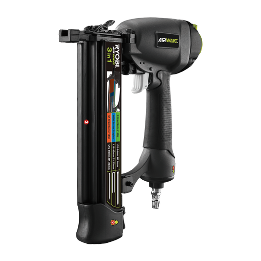 Ryobi Airwave 3 in 1 Air Brad Nailer and Stapler - 15-64mm