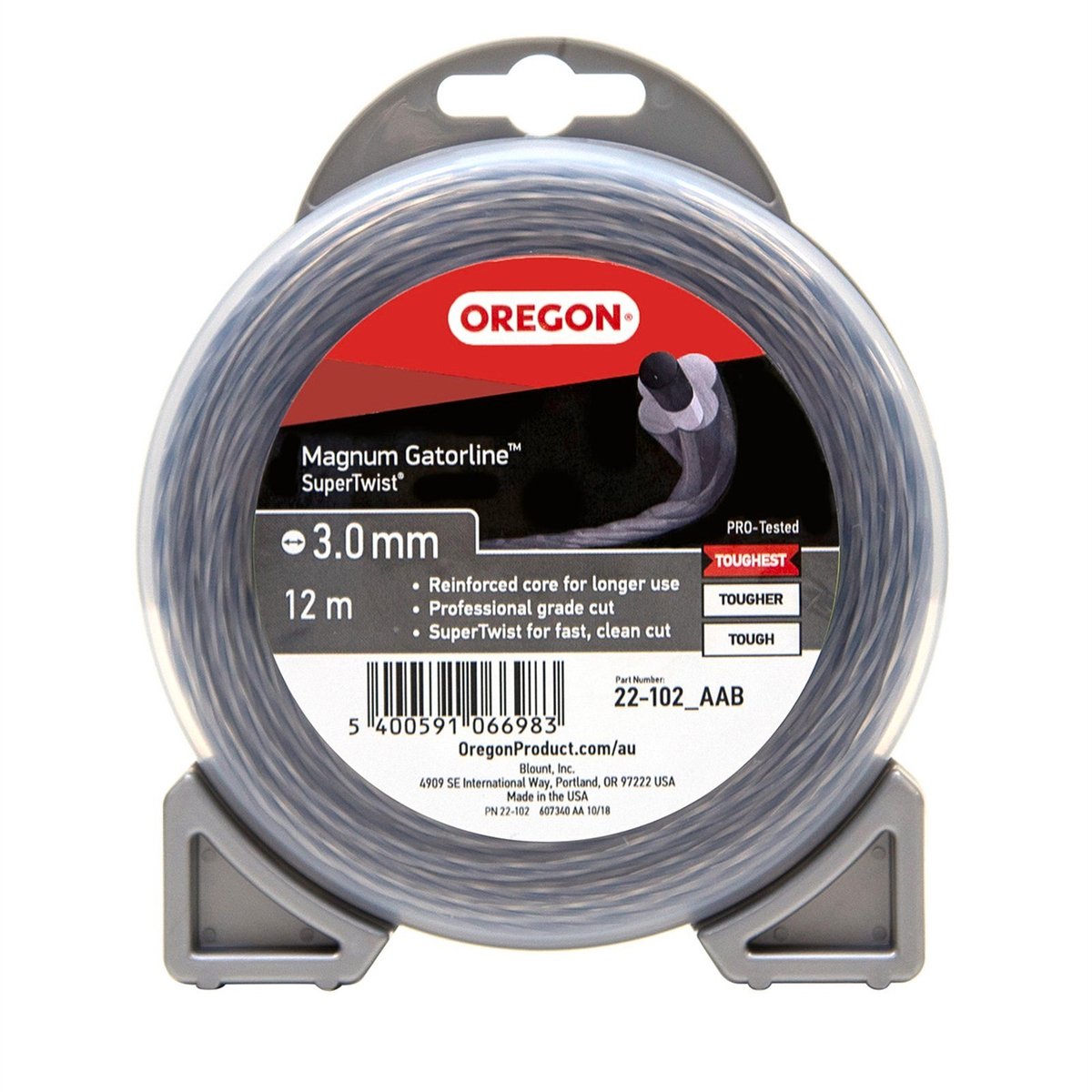 Oregon Supertwist Trimmer Line 3mm x 12m - Grey - Heavy-Duty
