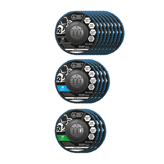 Full Boar Zirconia Flap Disc - 125mm - 40,60,80 Grit - 15 Pack