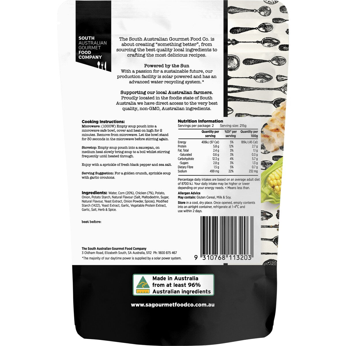 South Australian Gourmet Food Company Creamy Chicken & Sweet Corn Soup 430g