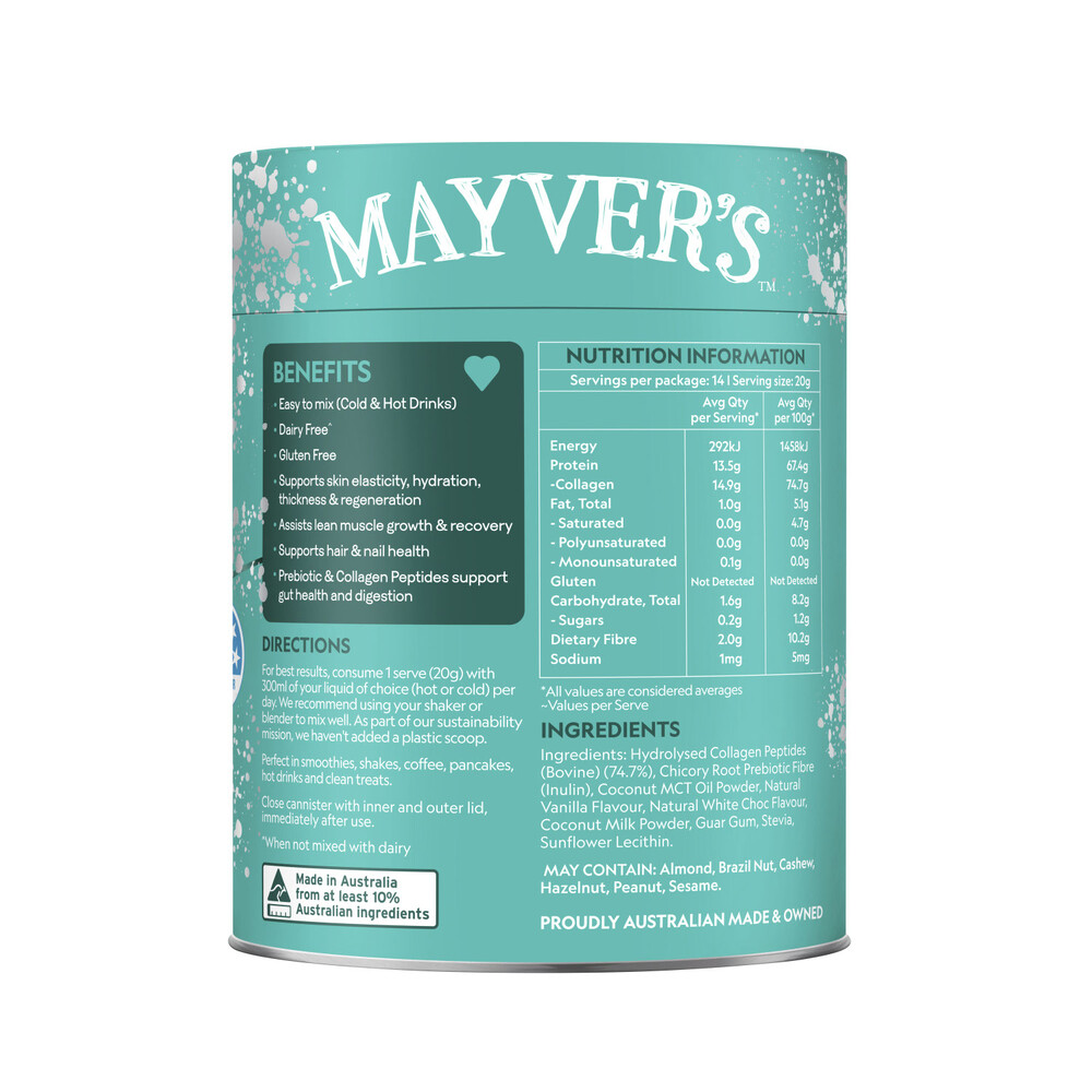 Mayvers Low Carb Collagen Protein Vanilla White Chocolate - 280g