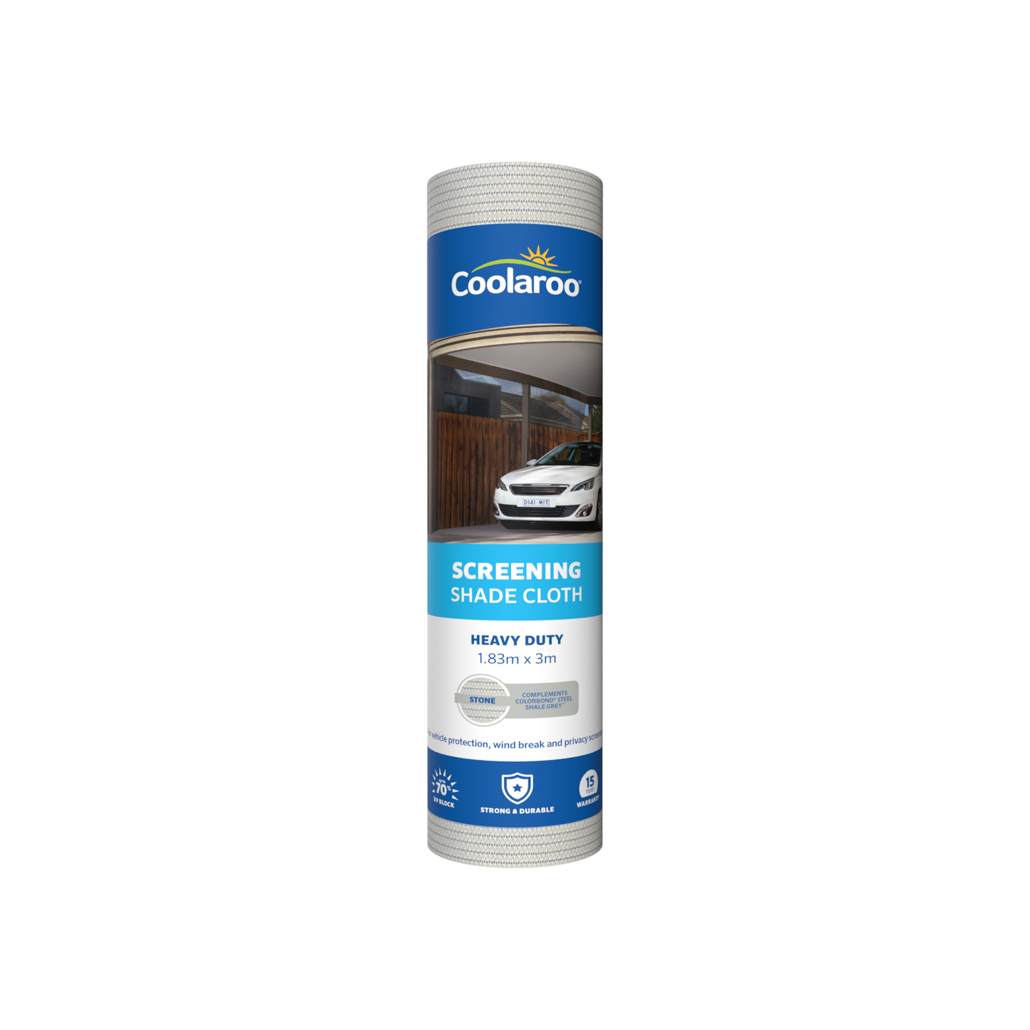 Coolaroo Heavy Duty Screening Shade Cloth - 1.83 x 3m - Stone