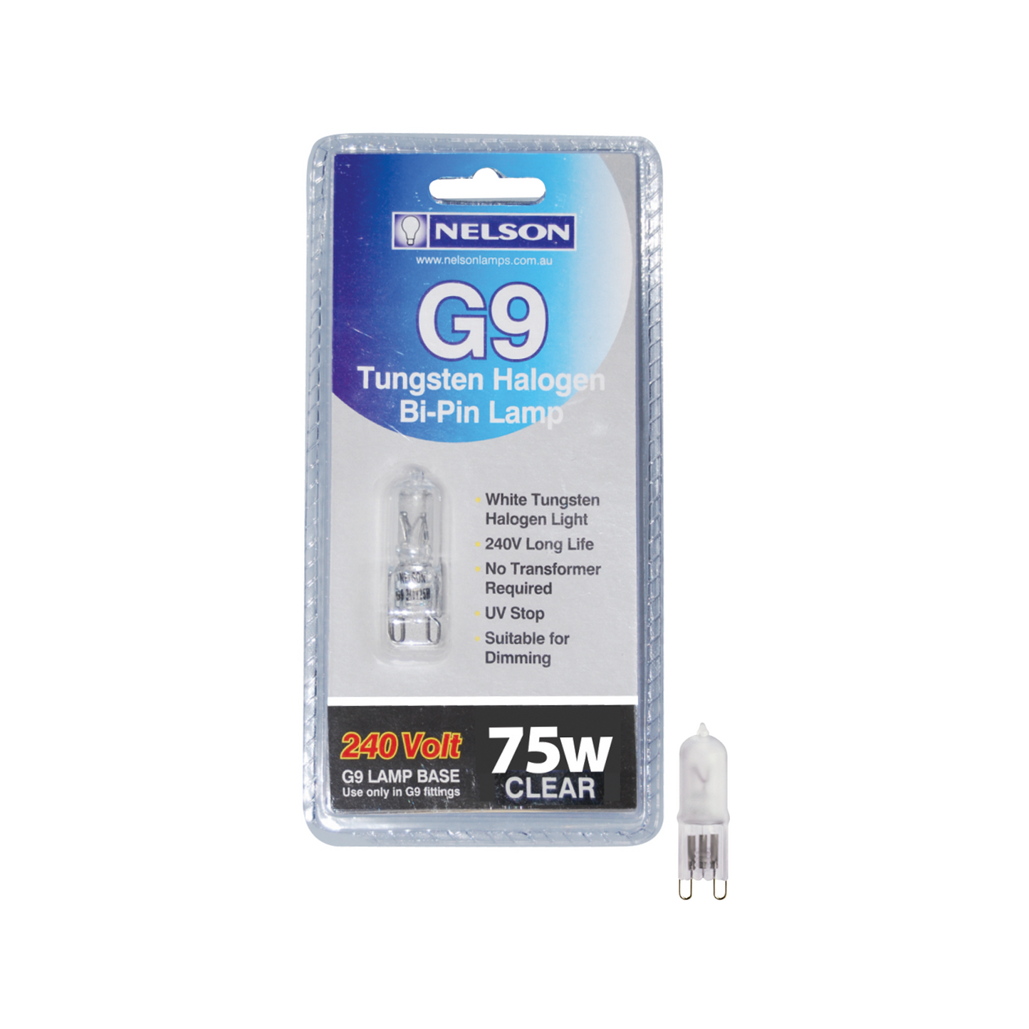 Nelson G9 Tungsten Halogen - 75W - Clear