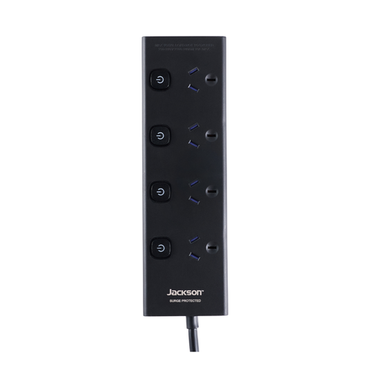 Jackson Powerboard - 4 Outlet - 1.8m - Black
