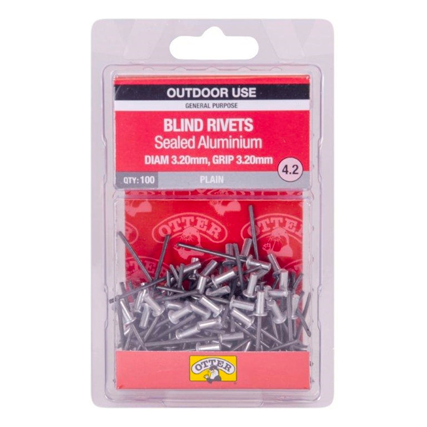Otter Sealed Aluminium Rivets - 2 x 3.2mm - 100 Pack