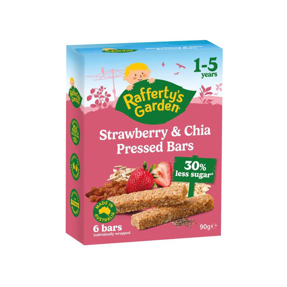 Raffertys Garden Strawberry & Chia Pressed Bars 1-3 Years - 90g