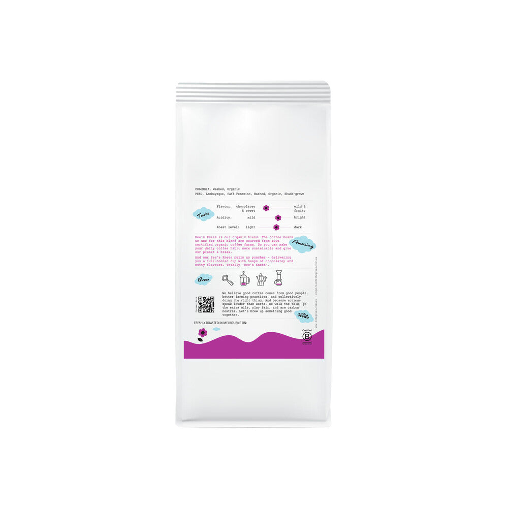 23 Degrees Coffee Roasters Organic Bees Knees Espresso Blend Whole Beans - 1kg