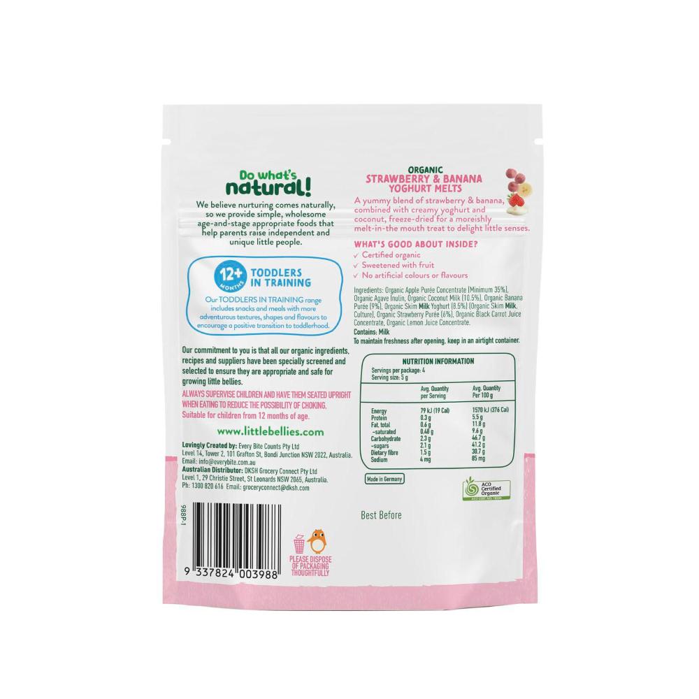 Little Bellies Organic Strawberry & Banana Yoghurt Melts - 20g