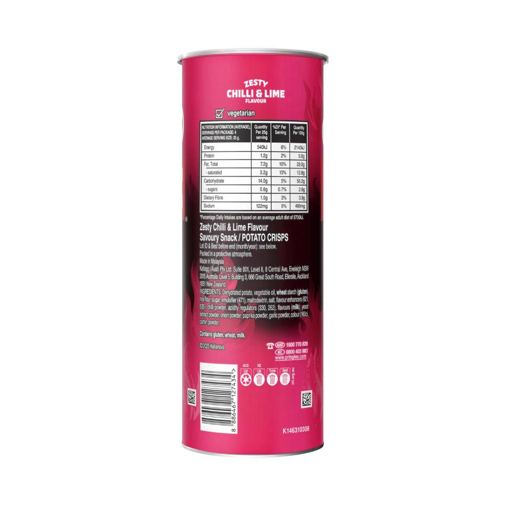 Pringles Potato Chips Zesty Chilli & Lime - 118g