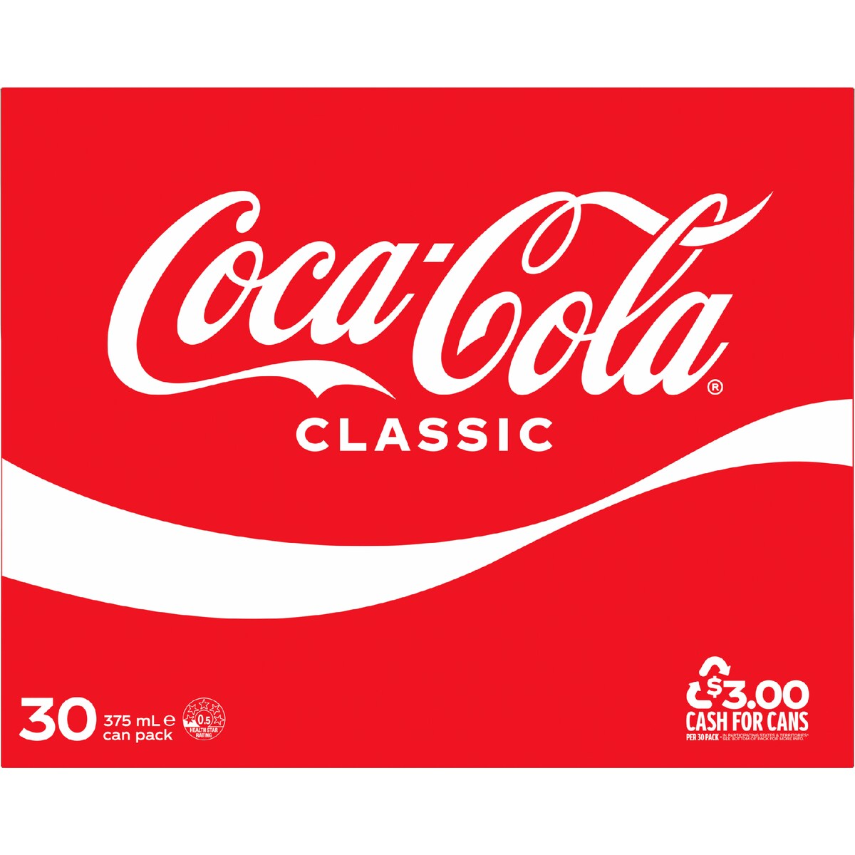 Coca - Cola Classic Soft Drink Multipack Cans 375ml X 30 Pack
