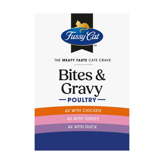 Fussy Cat Grain Free Twice As Tasty Bites & Gravy Poultry Wet Cat Food 12X80g - 12 pack