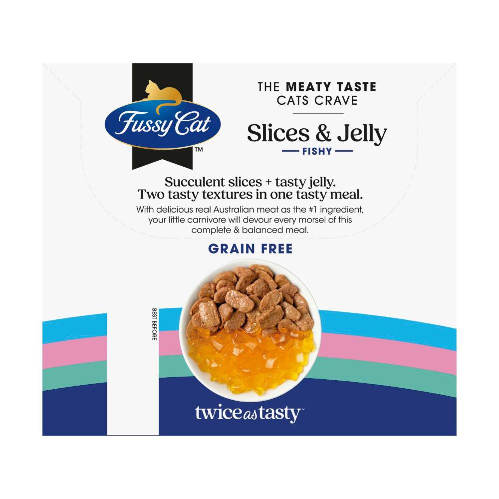 Fussy Cat Grain Free Twice As Tasty Slices & Jelly Fishy Wet Cat Food 12X80g - 12 pack