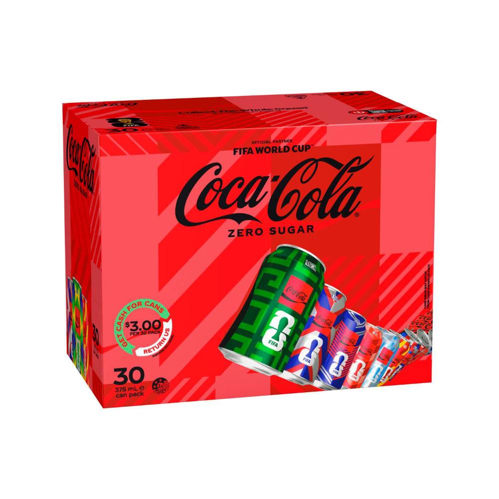 Coca-Cola Zero Sugar Soft Drink Multipack Cans 30x375ml