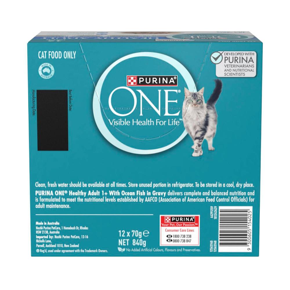 Purina One One Healthy Adult With Ocean Fish In Gravy Cat Food 12x70g - 12 pack
