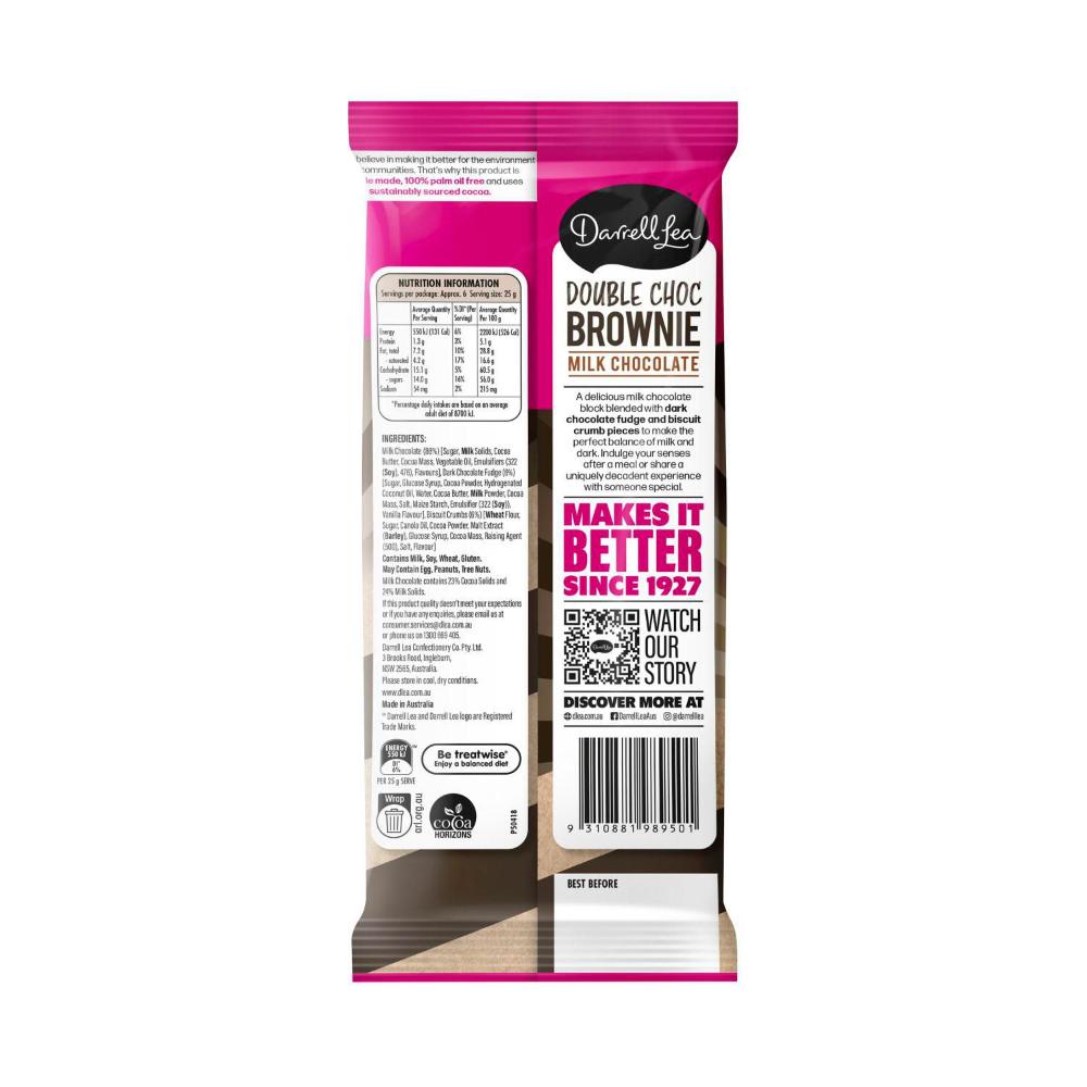 Darrell Lea Milk Chocolate Double Chocolate Brownie - 160g