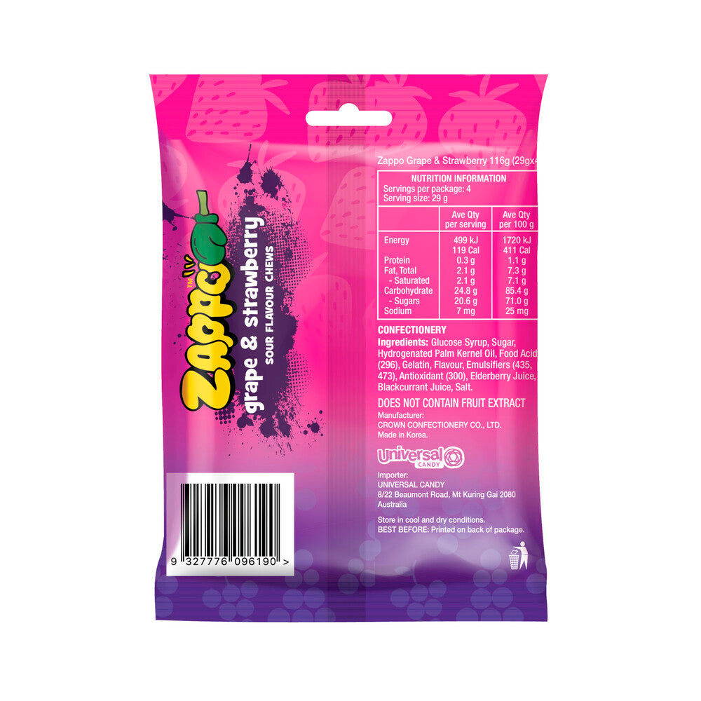 Zappo Grape And Strawberry 4Pack - 116 GRAM