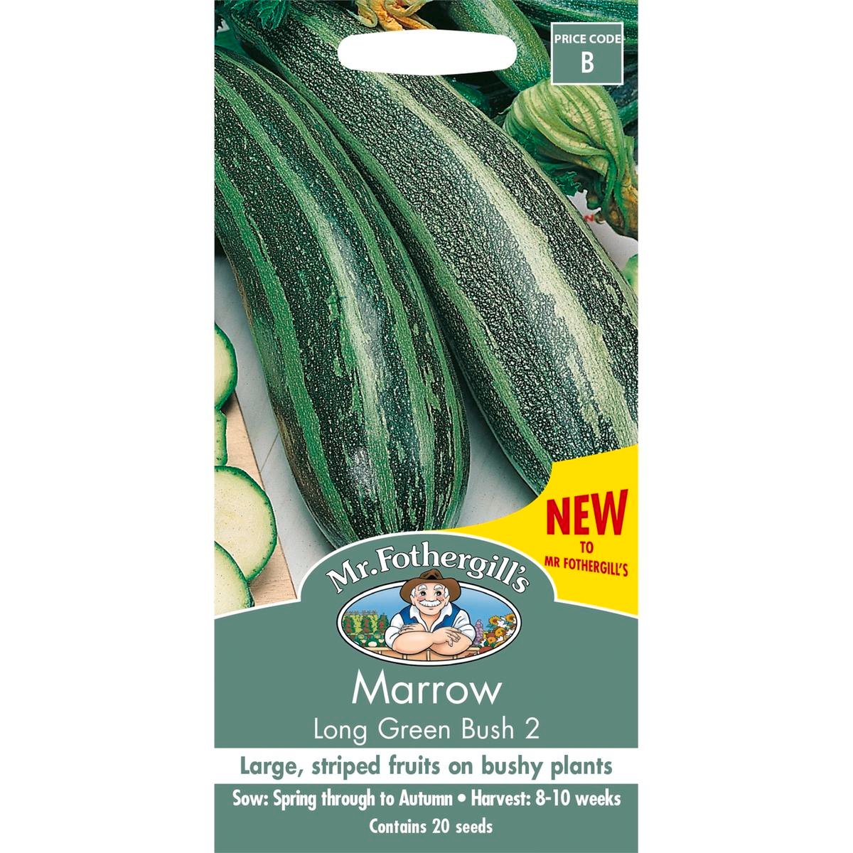 Mr Fothergill Marrow Long Green Bush 70mm Easy To Carry Vegetable Seeds