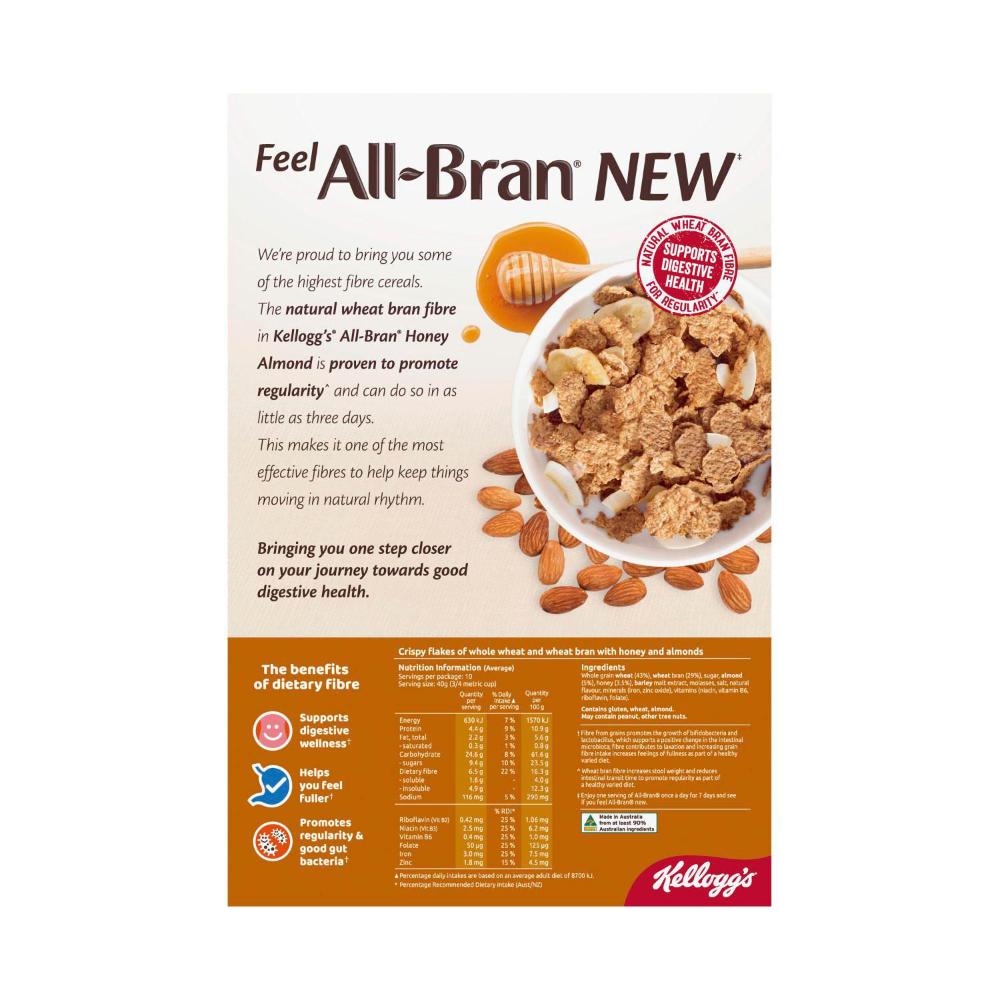 Kellogg's All-Bran Wheat Flakes Honey Almond Breakfast Cereal - 420g