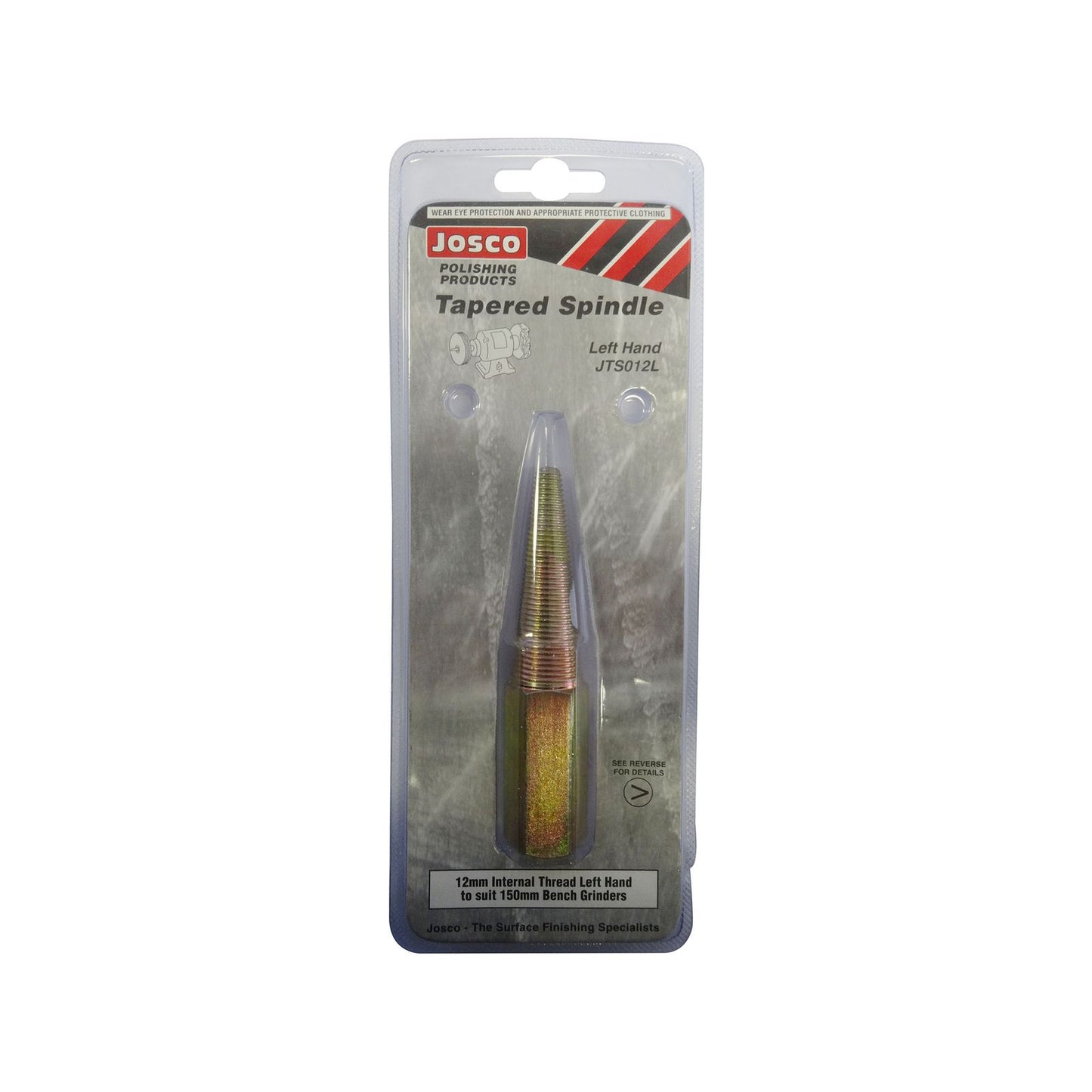 Josco Left Hand Tapered Spindle - 12mm - For 150mm Bench Grinders