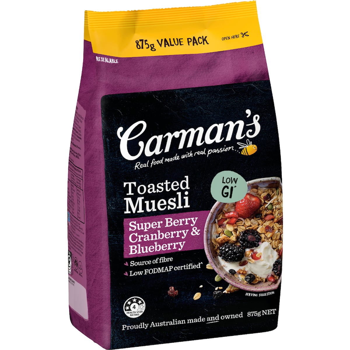 Carman's Muesli Toasted Super Berry Cranberry & Blueberry 875g