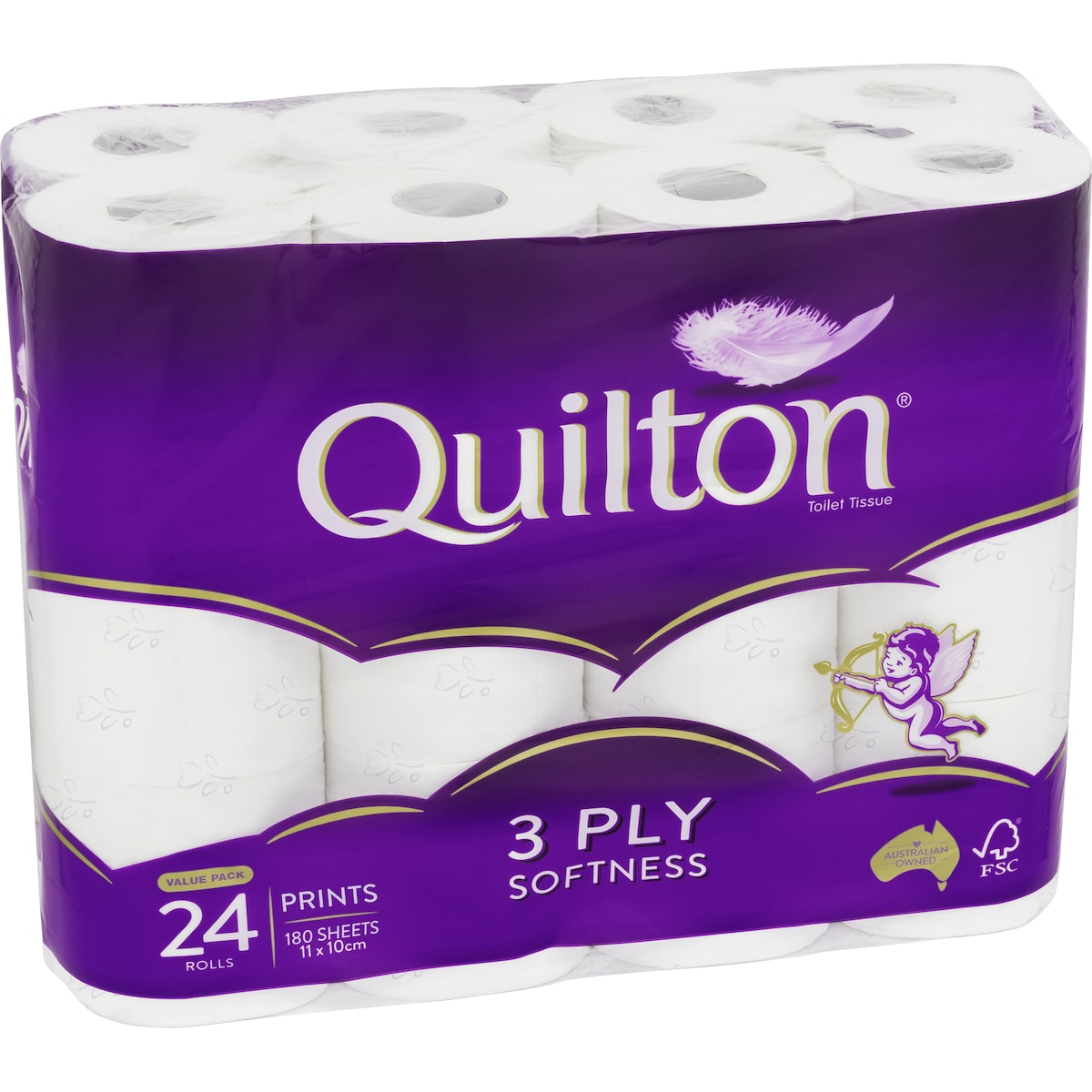 Quilton Toilet Tissue 3 Ply Prints 180 Sheets 24 Pack