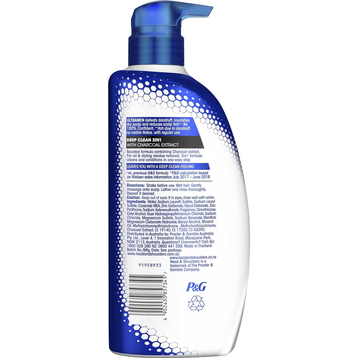 Head & Shoulders Ultramen Deep Clean 2In1 Dandruff Shampoo & Conditioner 550mL