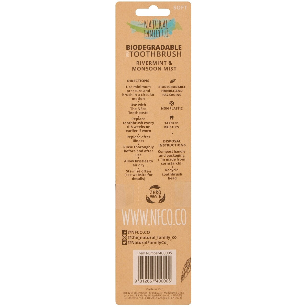 Nfco Bio Toothbrush Assorted 2 Pack
