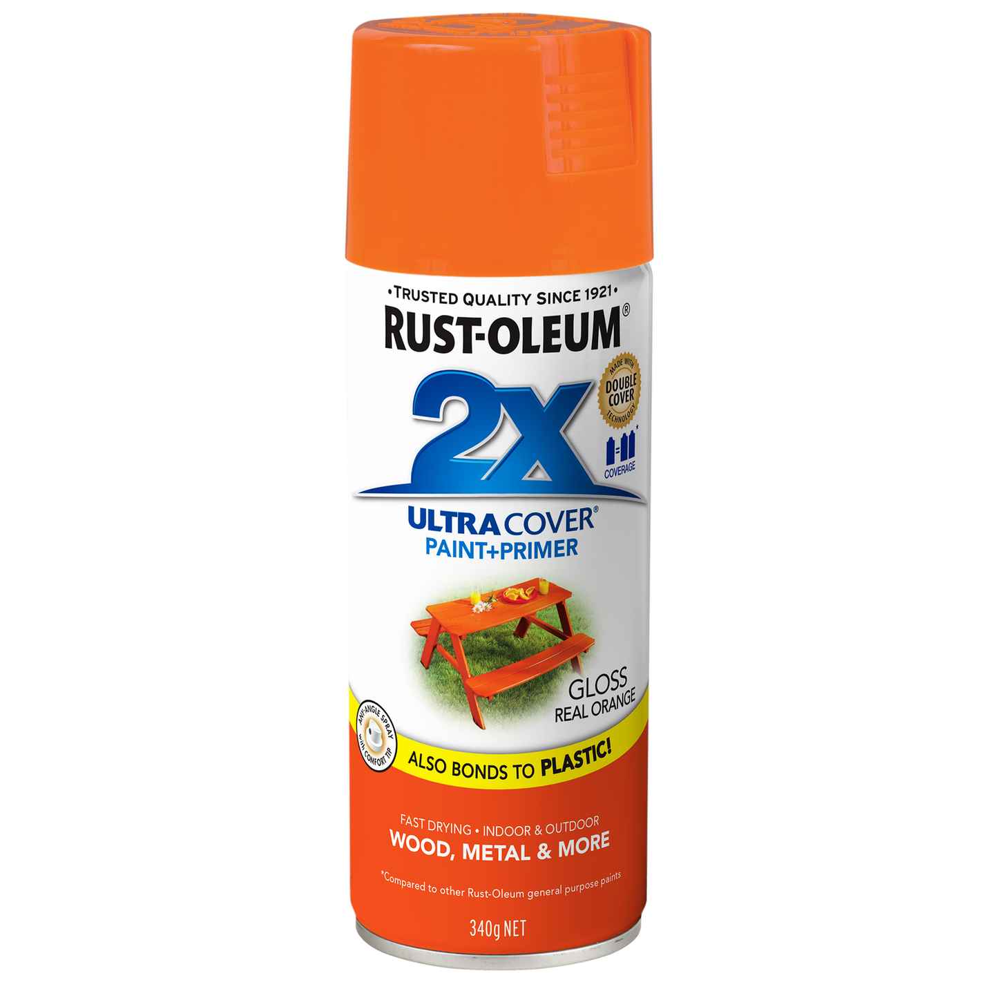 Rust-Oleum 2X Ultra Cover Gloss Spray Paint - 340g - Real Orange