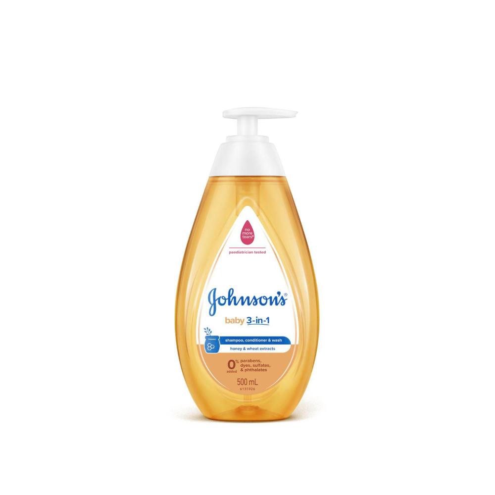 Johnson's 3-in-1 Hypoallergenic Gentle Tear-Free Conditioning Baby Shampoo & Cleansing Wash - 500mL