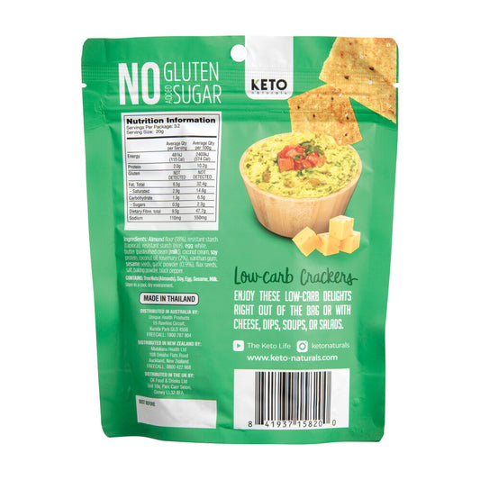 Keto Naturals Almond Flour Crackers Rosemary & Garlic - 64g