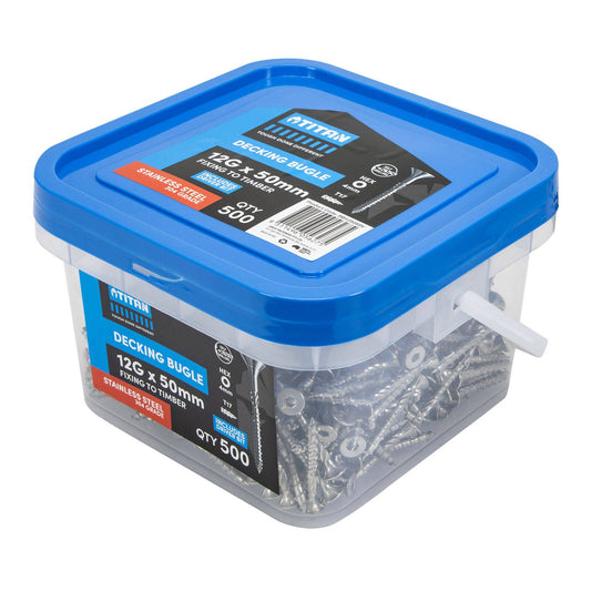 Titan Decking Screws - 12g x 50mm - Stainless Steel - 500 Pack